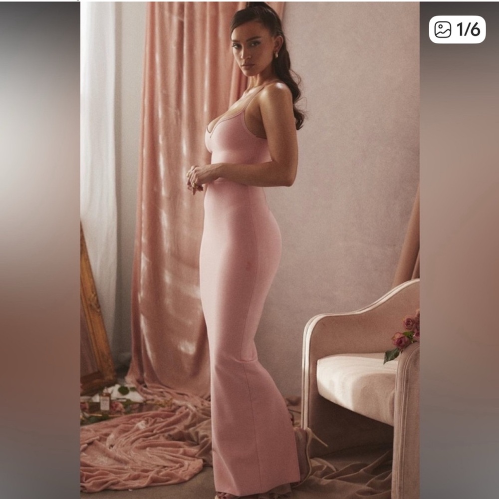 house of cb fifi pink bandage bodycon maxi dress